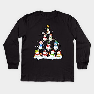 Funny Snowman Christmas Tree T-Shirt Ornament Deco Kids Long Sleeve T-Shirt